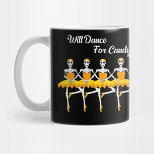 Will Dance for Candy Dancing Skeleton Halloween Squad Girl Mug